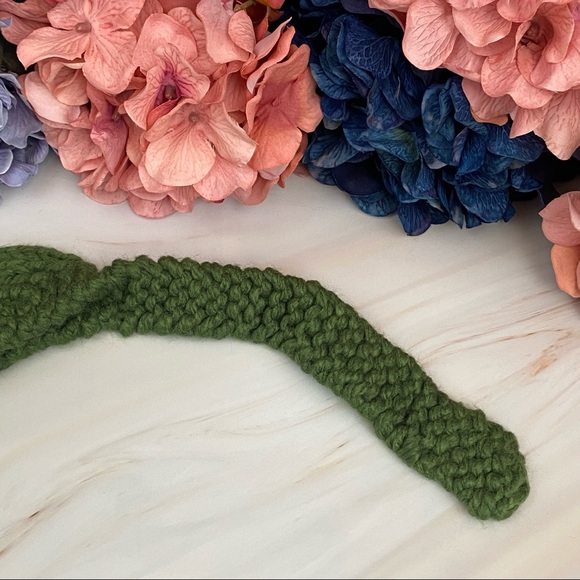 Green Frog Knit Headband & Ear Warmer with Long Ties - Picture 12 of 15